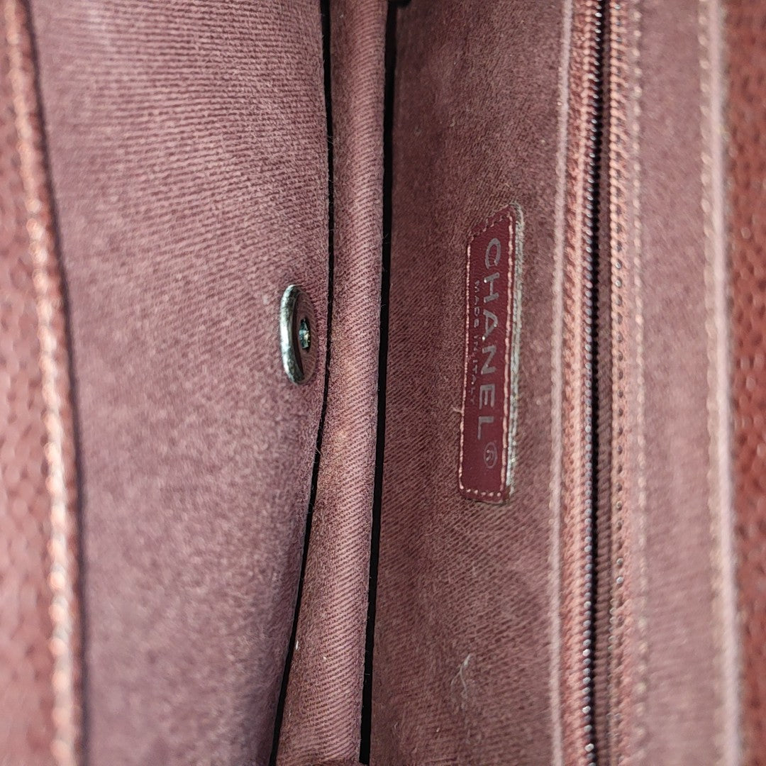 Quilted Grained Calfskin Shoulder Bag Red
