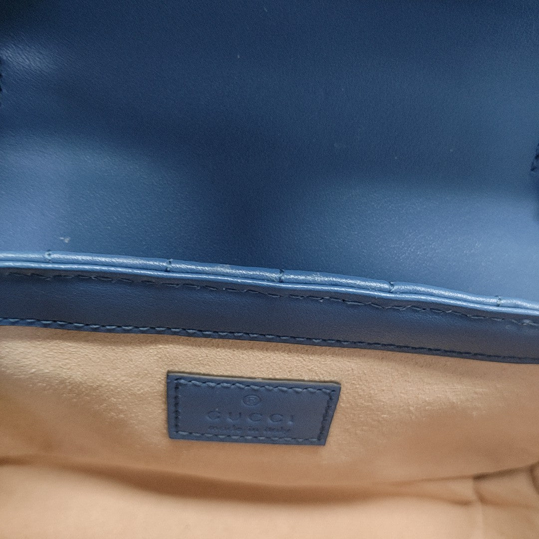 GG Marmont Mini Quilted Calfskin Blue