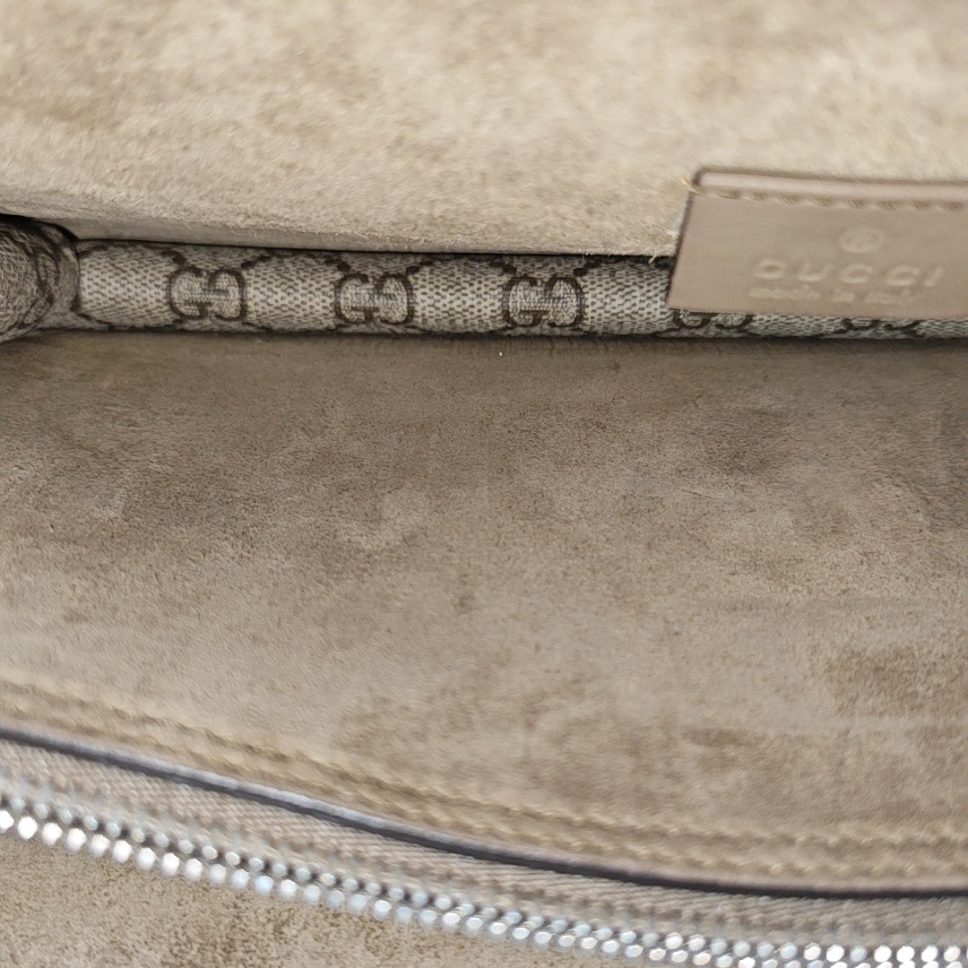 Dionysus Small Monogram Coated Canvas Beige