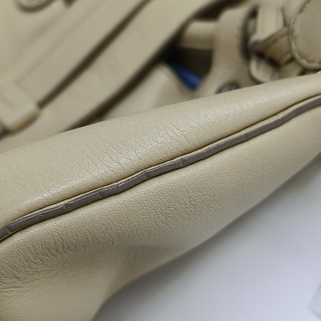Calfskin Top Handle Bag Beige