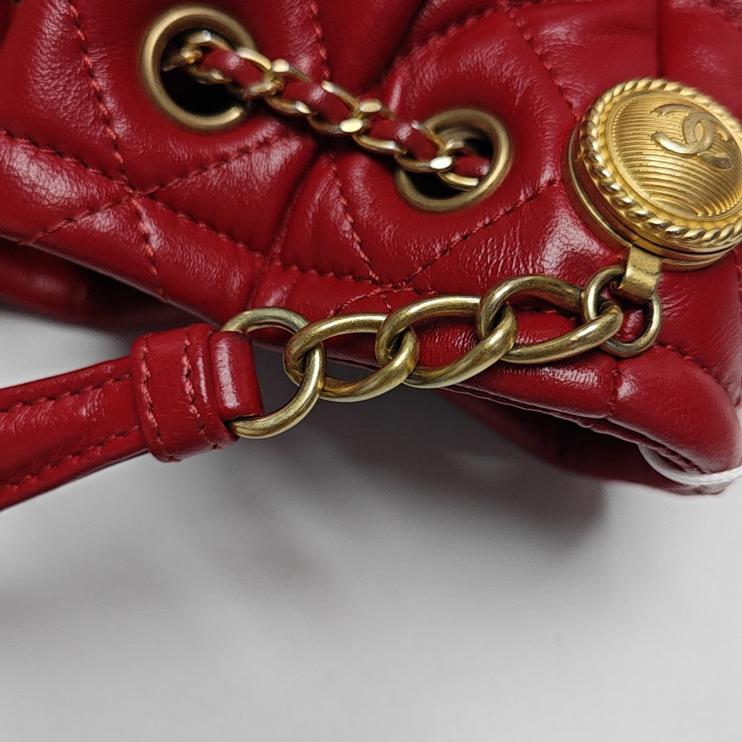 DRAWSTRING Quilted Lambskin Red