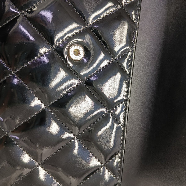 Quilted Patent Leather Wallet Black