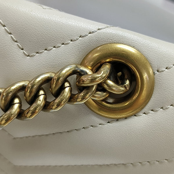 GG Marmont Medium Quilted Calfskin White
