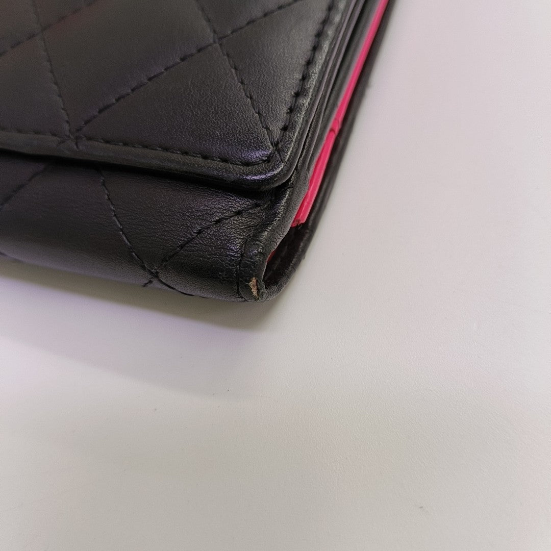 CAMBON Quilted Calfskin Black Wallet
