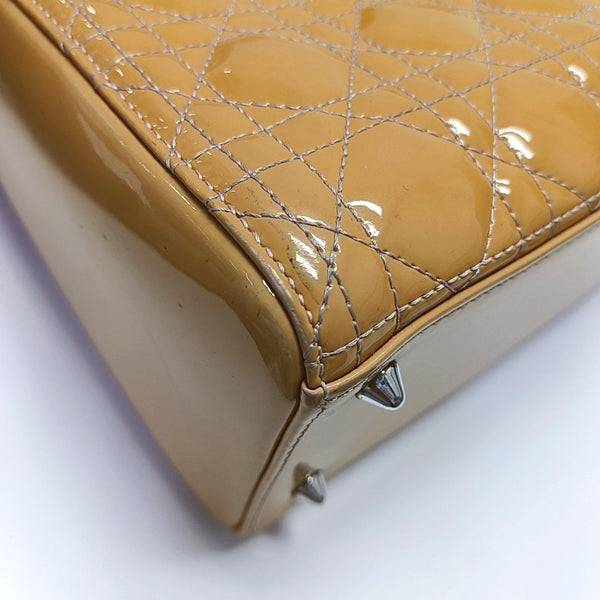Lady Dior Medium Cannage Patent Leather Yellow