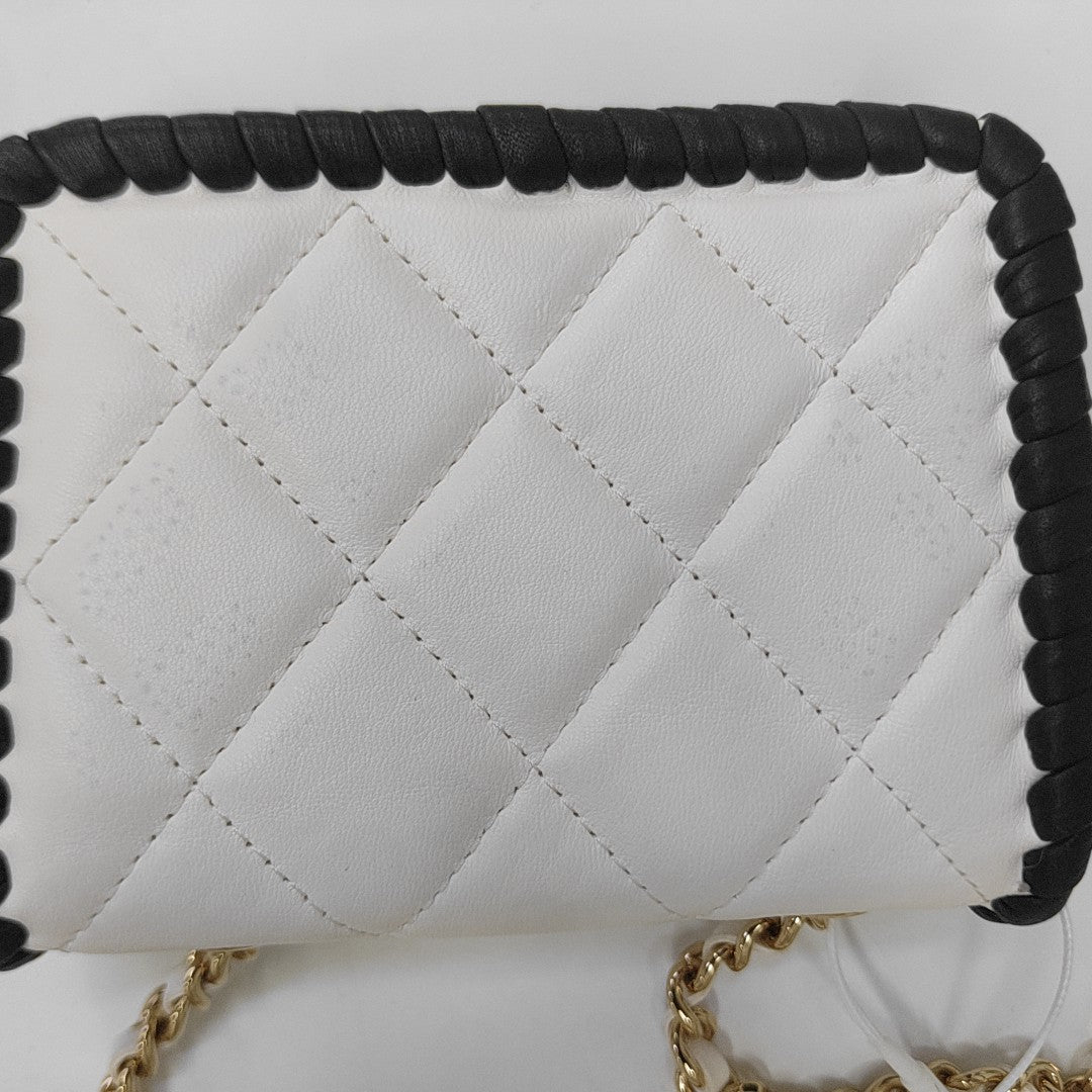 Quilted Lambskin Shoulder Bag White