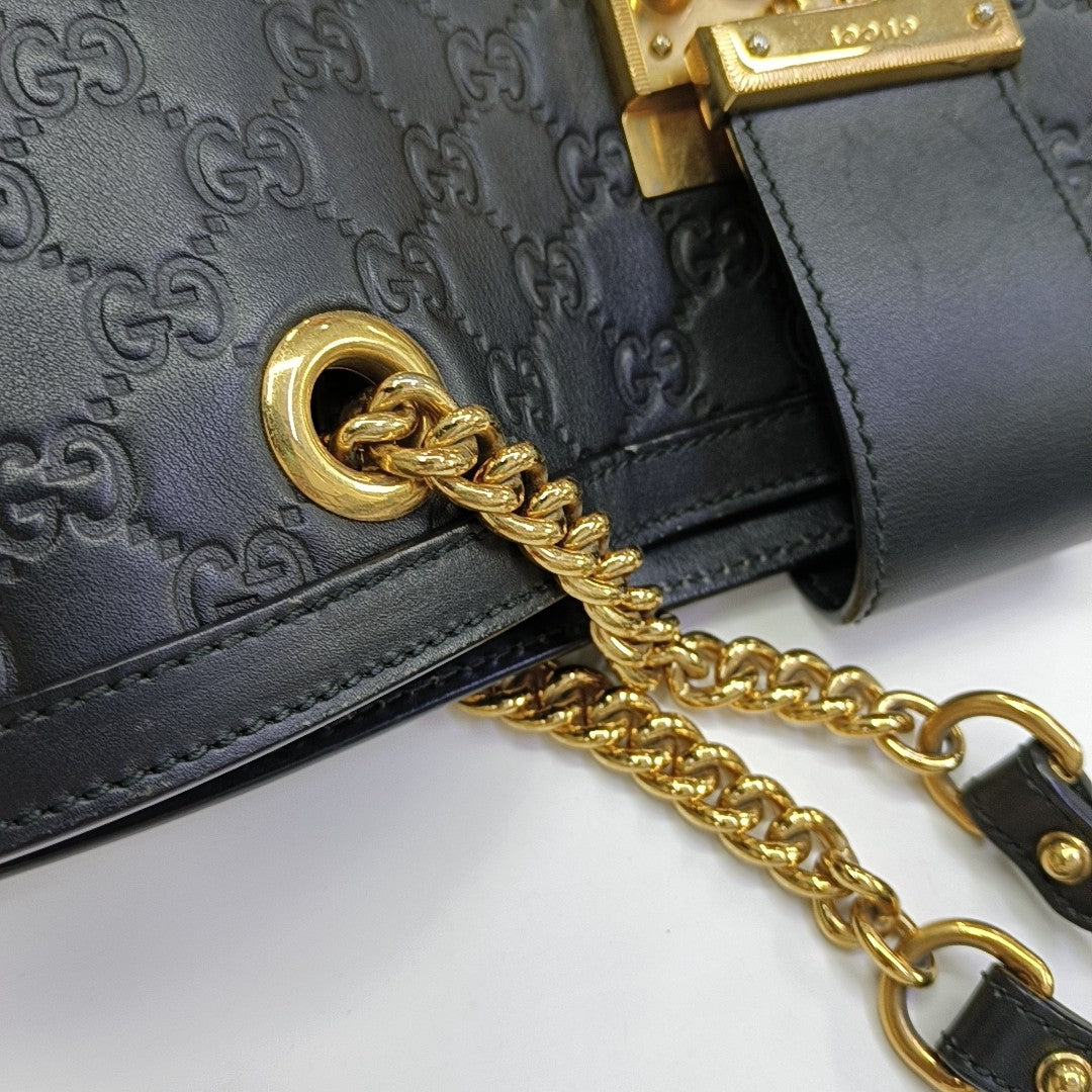 Padlock Medium Monogram Calfskin Black