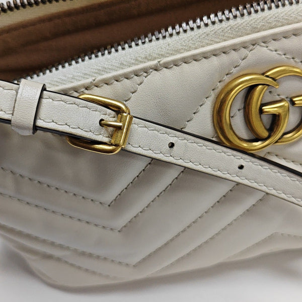 GG Marmont Small Quilted Calfskin White