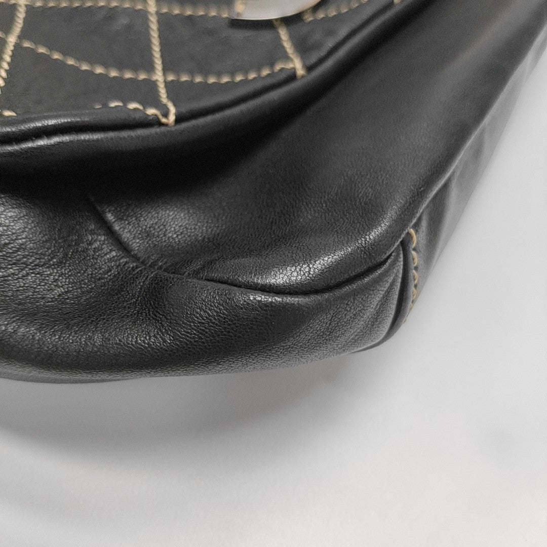 Quilted Lambskin Shoulder Bag Black