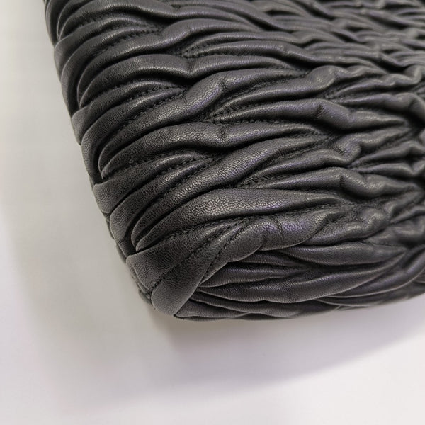 Quilted Lambskin Top Handle Bag Black