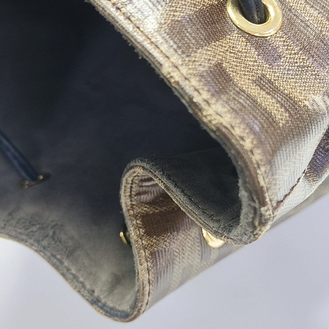 Mon Tresor Small Coated Canvas Brown