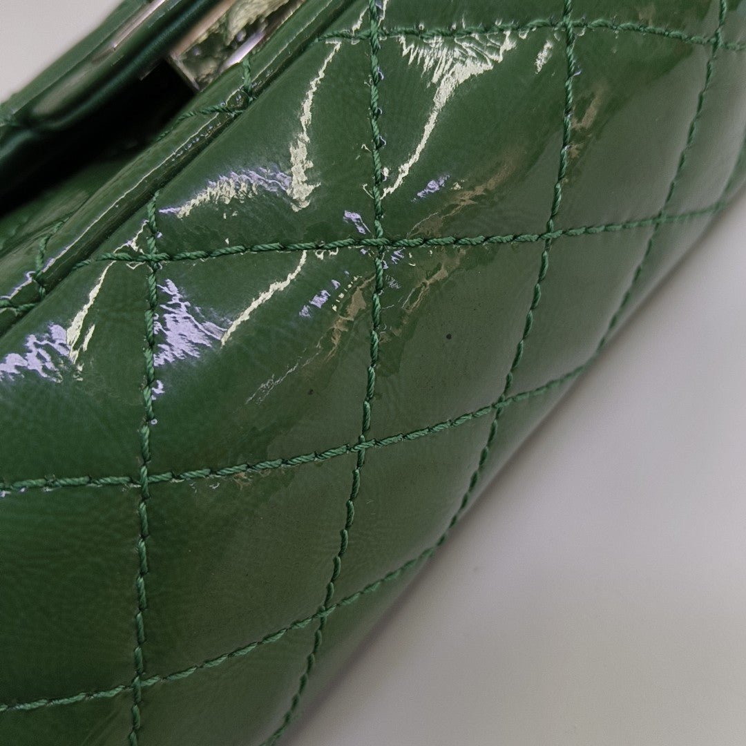 2.55 225 (small) Quilted Patent Leather Green