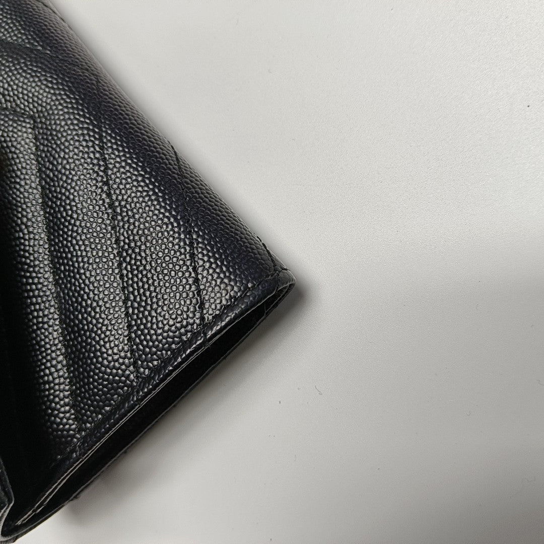 MONOGRAM Small Chevron Calfskin Black Wallet