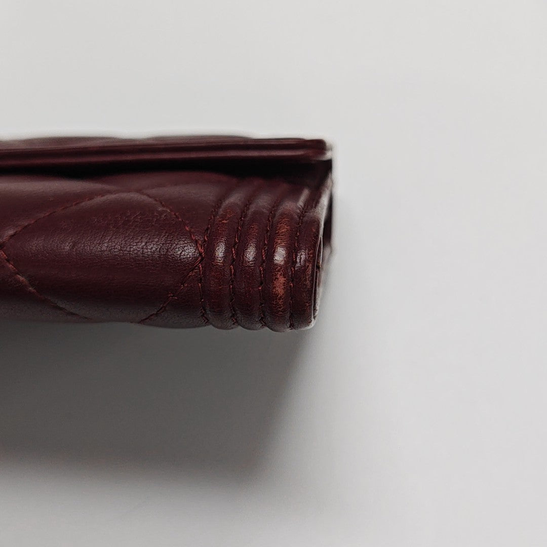 BOY CHANEL Mini Quilted Calfskin Red Wallet