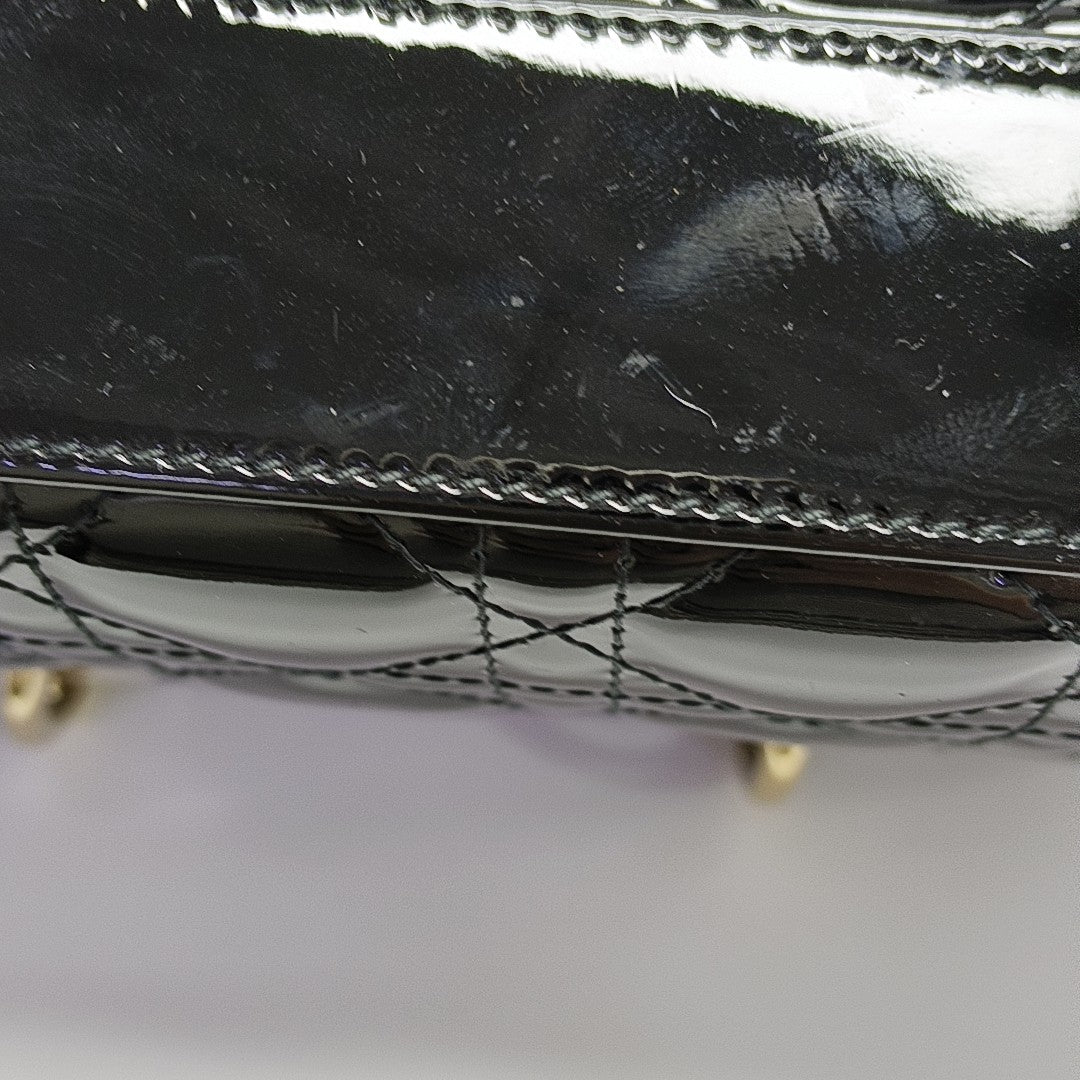 Lady Dior Small Cannage Patent Leather Black