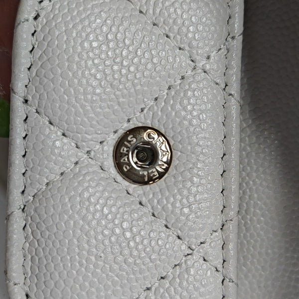 Quilted Grained Calfskin Shoulder Bag White