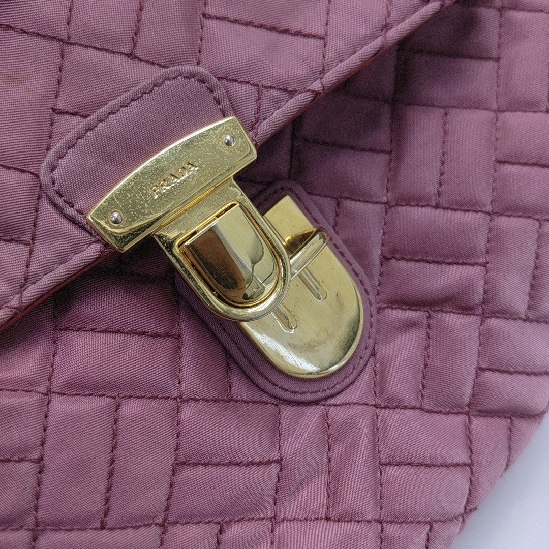 Quilted Nylon Shoulder Bag Pink