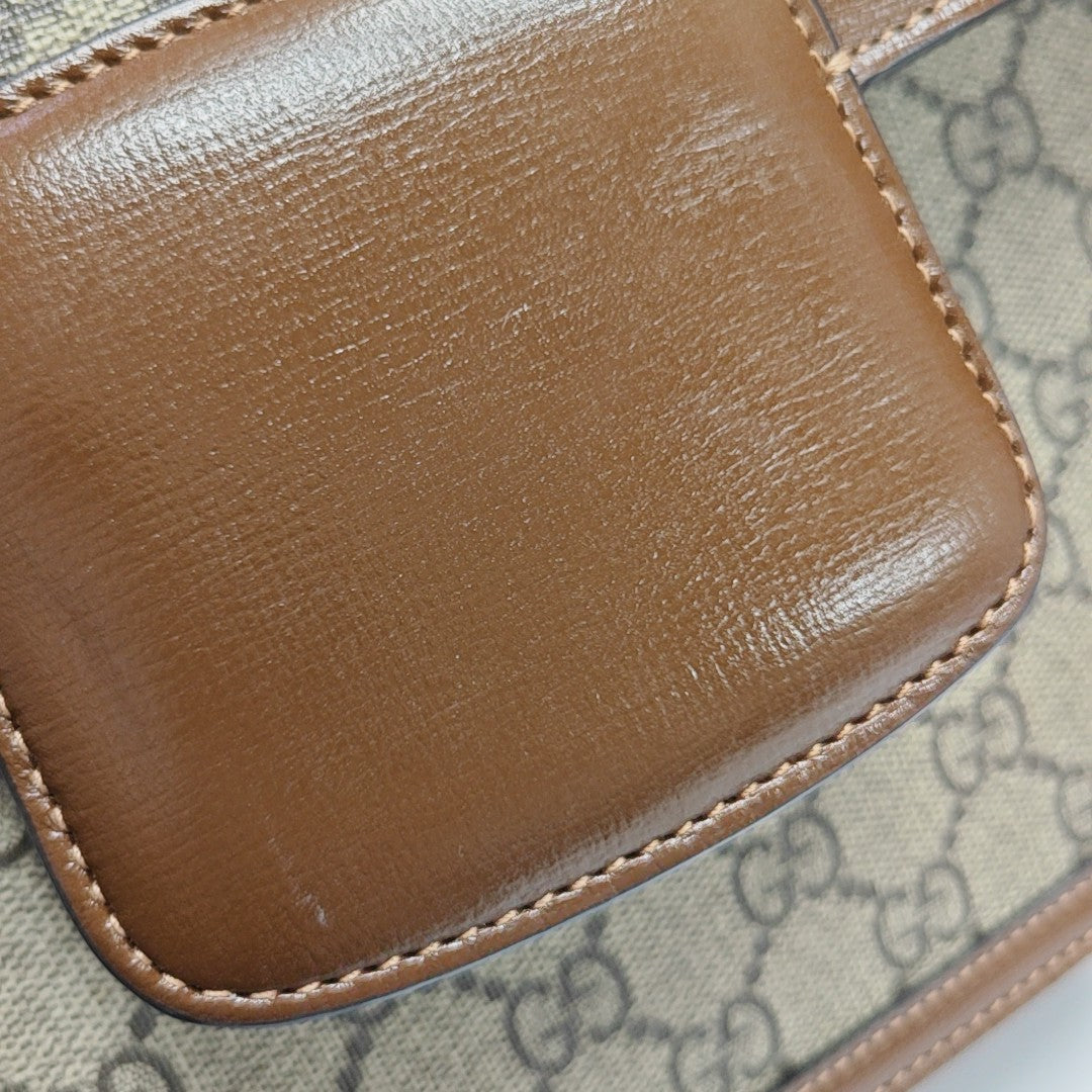 Horsebit 1955 Medium Monogram Coated Canvas Beige