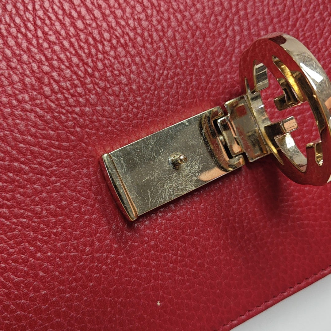 Interlocking G Small Calfskin Red