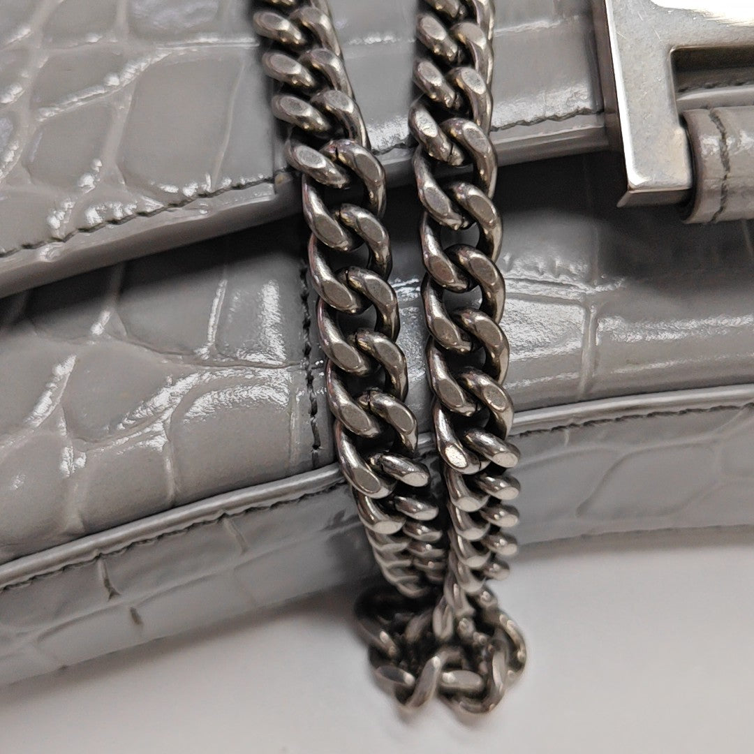 Hourglass Wallet On Chain Mini Calfskin Gray