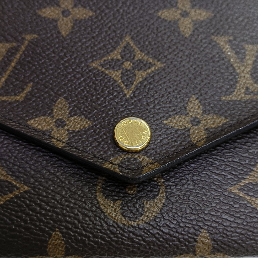SARAH Monogram Coated Canvas Brown Wallet