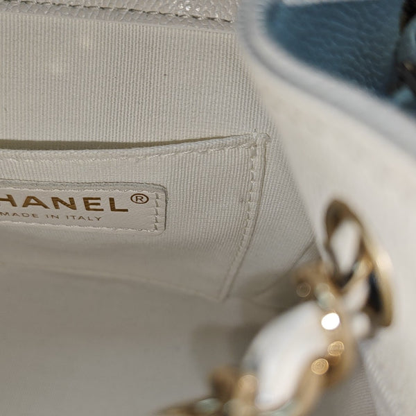 Quilted Grained Calfskin Small White