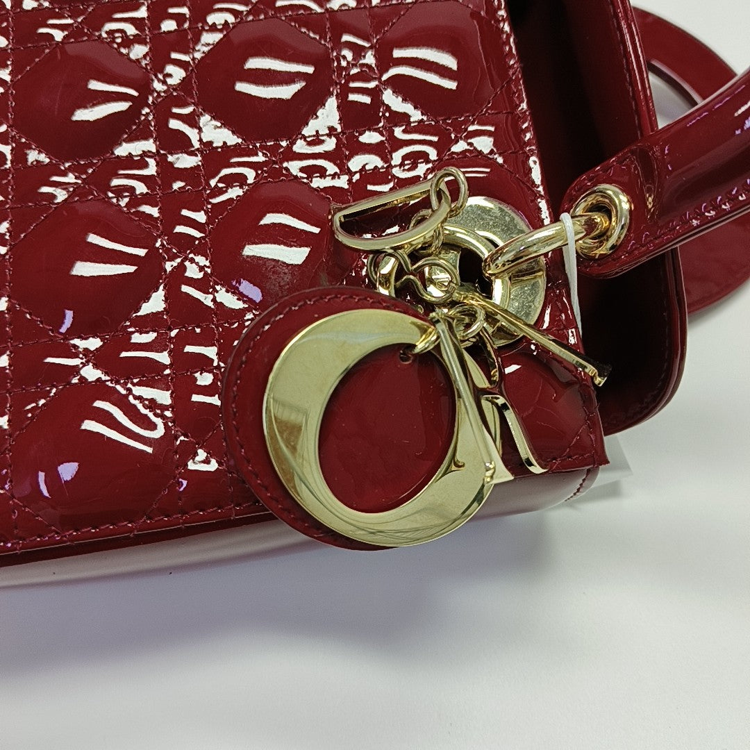Lady Dior Small Cannage Patent Leather Red