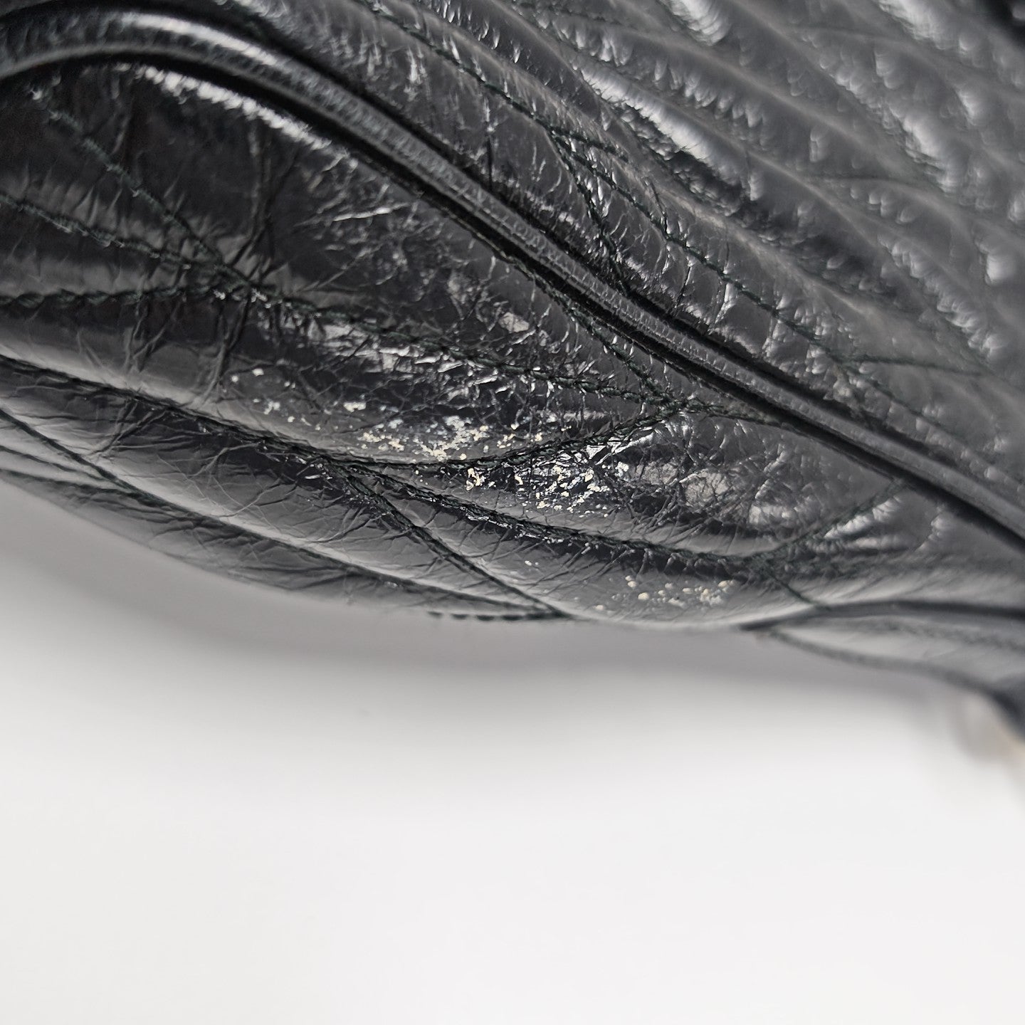 Quilted Lambskin Top Handle Bag Black