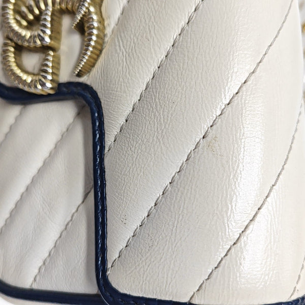 GG Marmont Super Mini Quilted Calfskin White