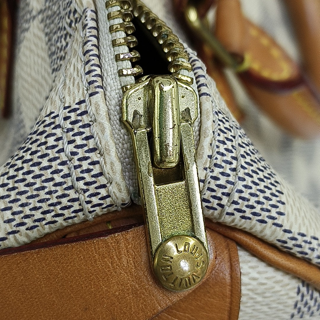 SPEEDY 25 Damier Azur Coated Canvas White