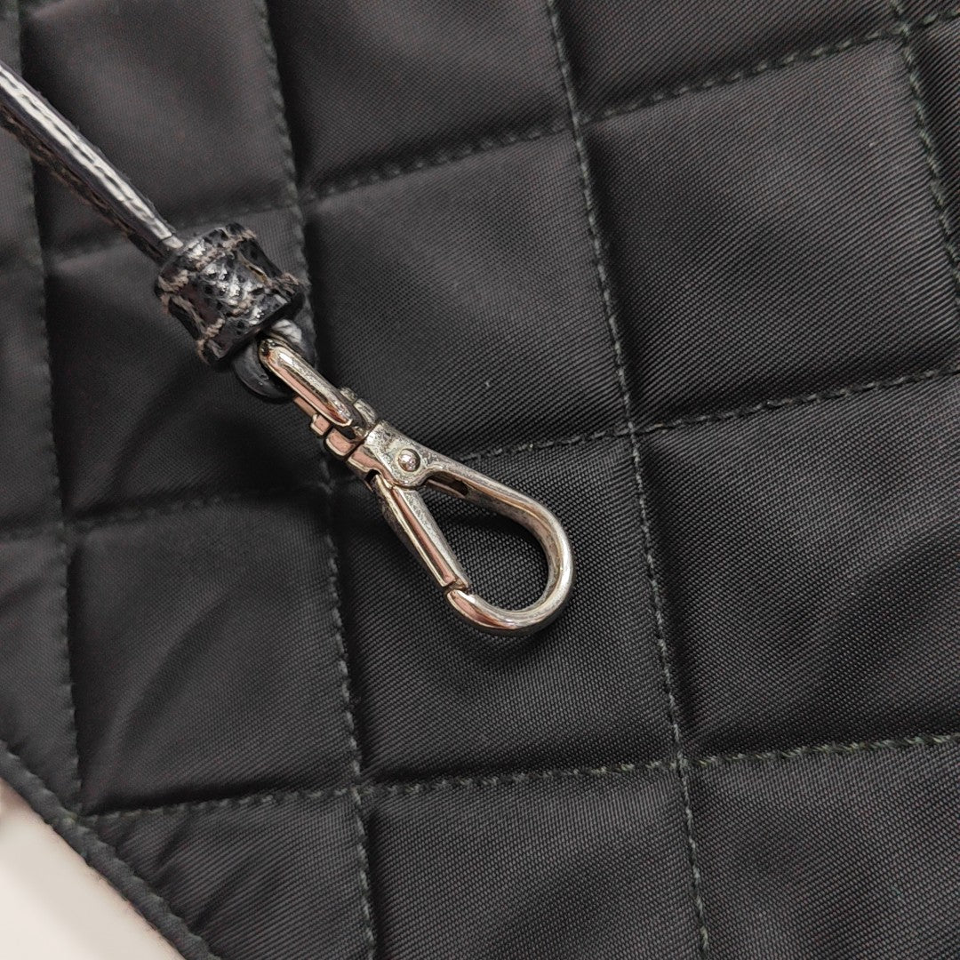 Quilted Nylon Shoulder Bag Black