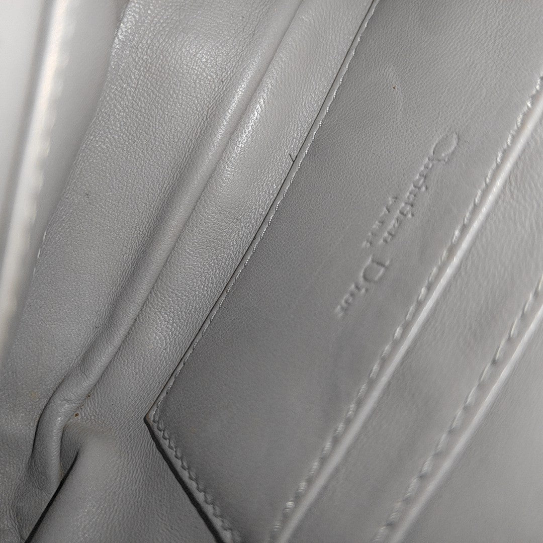 Cannage Calfskin Shoulder Bag Gray