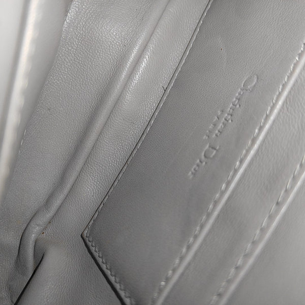 Cannage Calfskin Shoulder Bag Gray