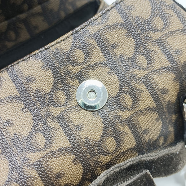 Oblique Coated Canvas Top Handle Bag Brown