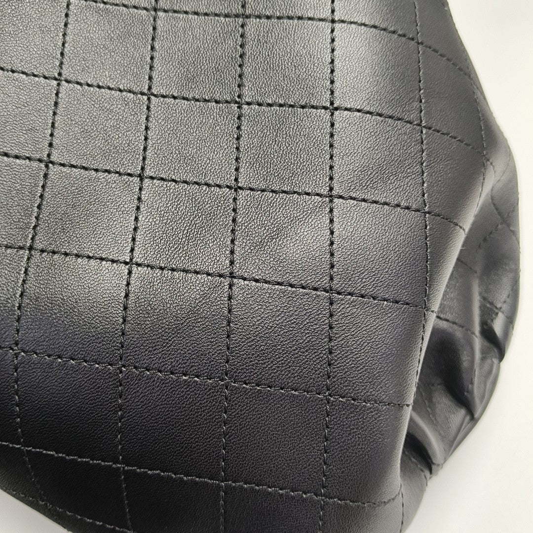 Quilted Calfskin Bucket Bag Black