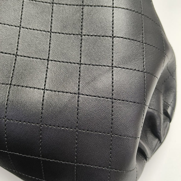 Quilted Calfskin Bucket Bag Black