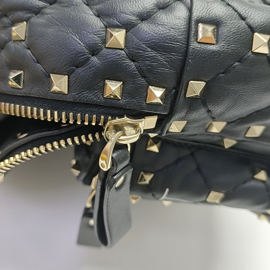 Spike Up Quilted Lambskin Black