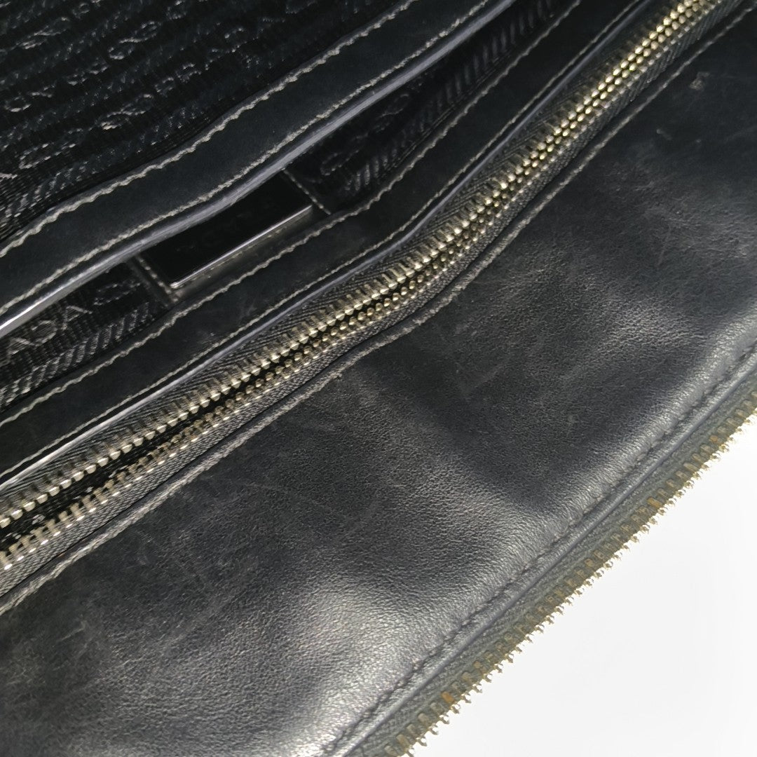 Saffiano Calfskin Top Handle Bag Black