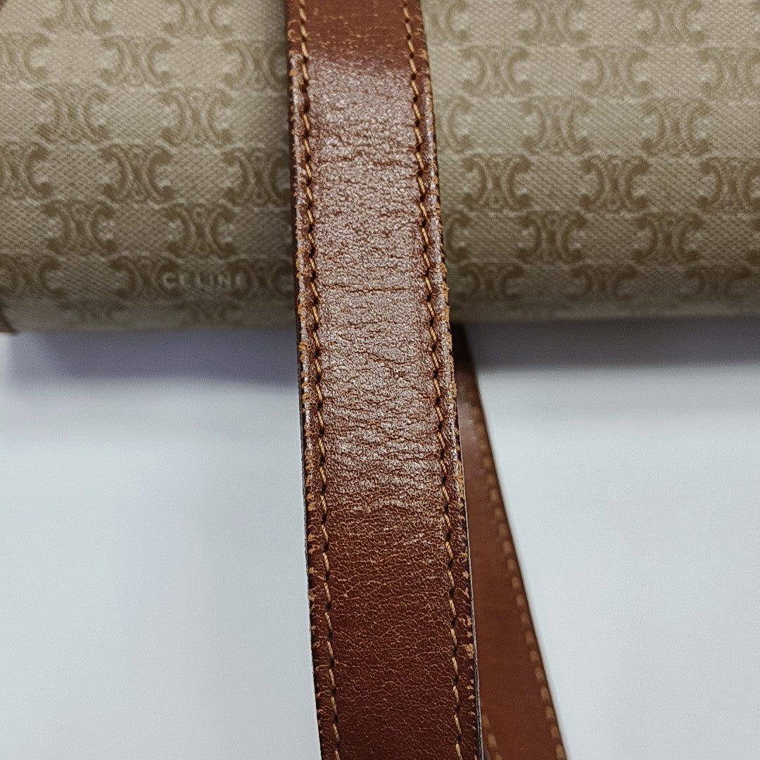 Coated Canvas Top Handle Bag Brown