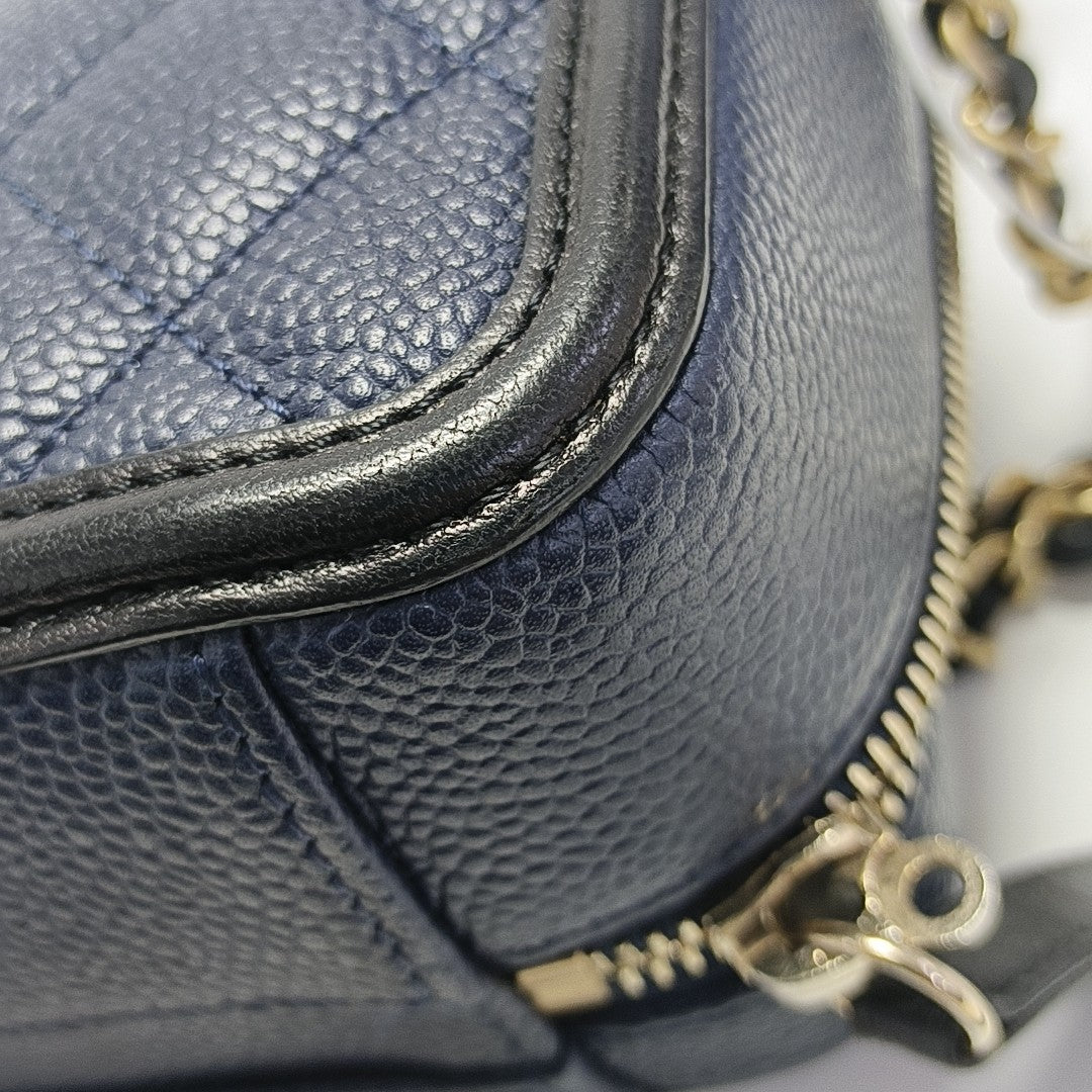 FILIGREE Small Quilted Grained Calfskin Blue