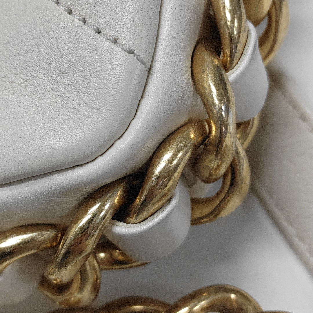 Quilted Calfskin Shoulder Bag Mini White