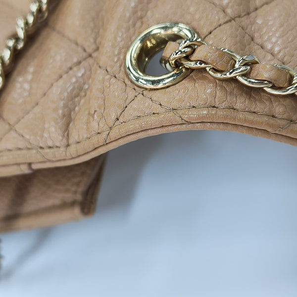 DOUBLE CC Quilted Grained Calfskin Brown