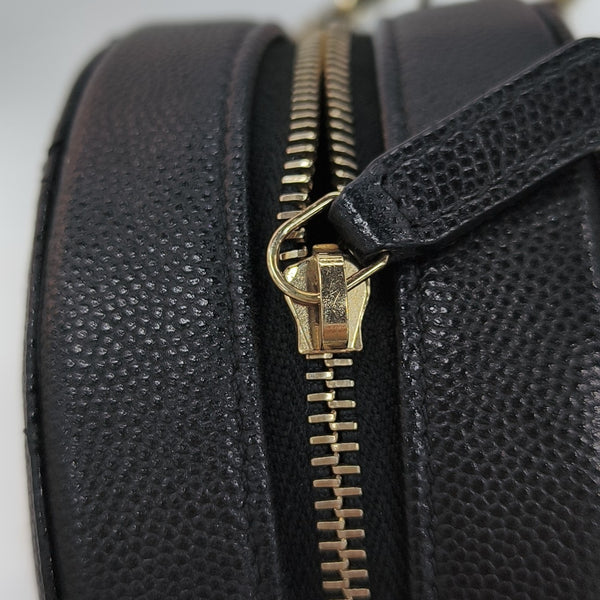 Quilted Grained Calfskin Shoulder Bag Black