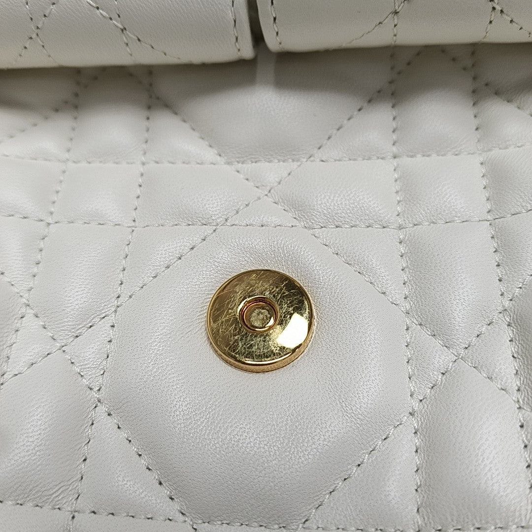 Dior Caro Medium Cannage Lambskin White