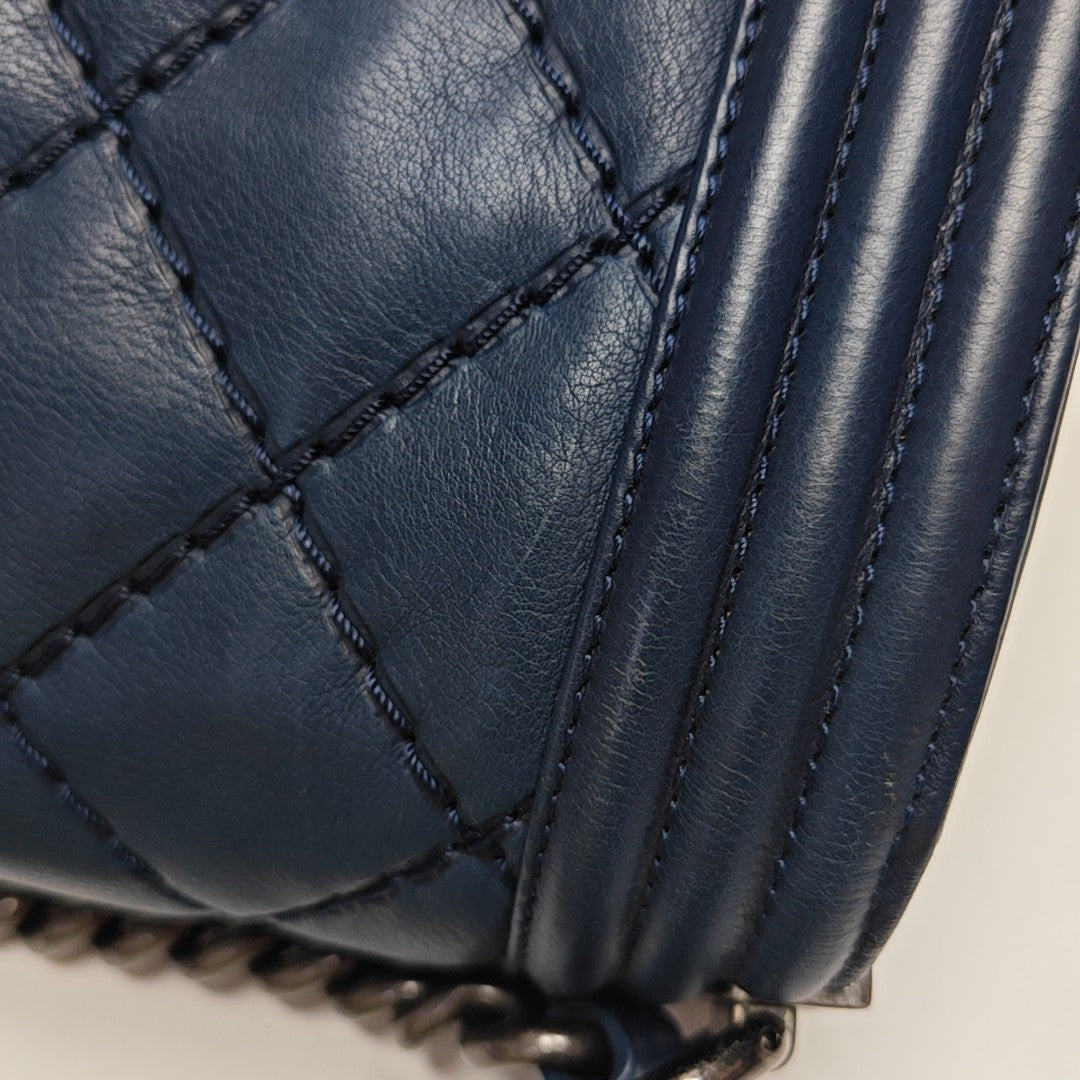 BOY CHANEL Medium Quilted Calfskin Blue