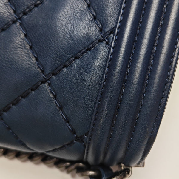 BOY CHANEL Medium Quilted Calfskin Blue