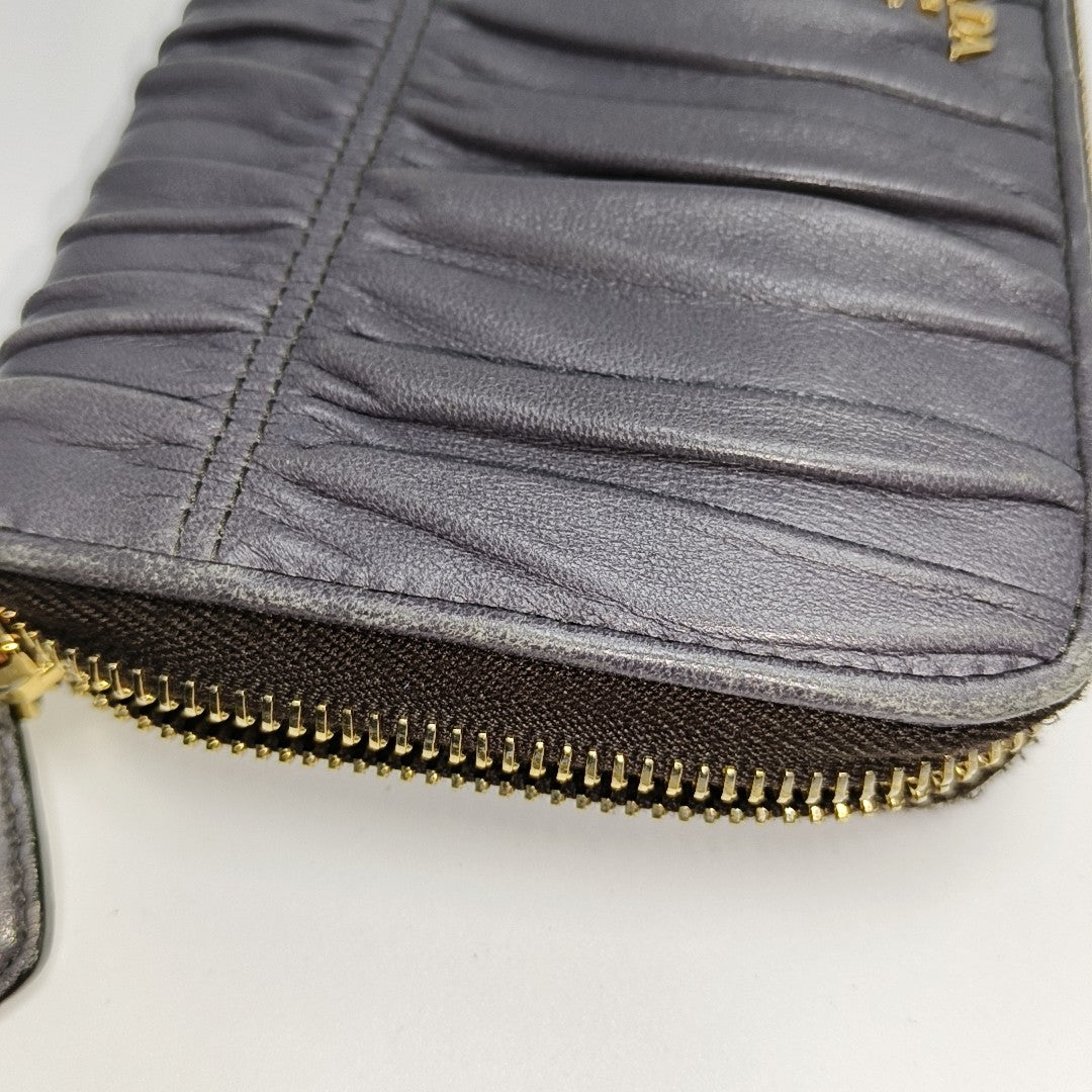 Fold Wallet Quilted Lambskin Gray Wallet