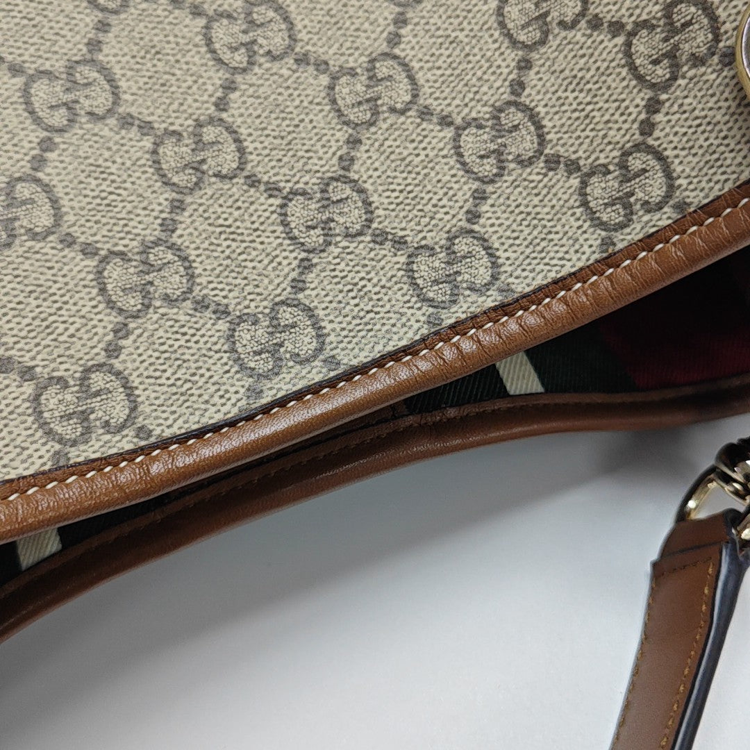 GG Emblem Medium Monogram Coated Canvas Beige