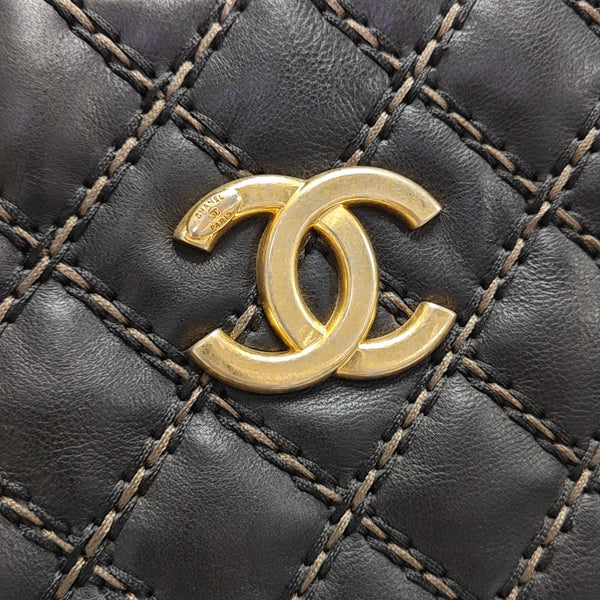 Quilted Calfskin Tote Bag Black