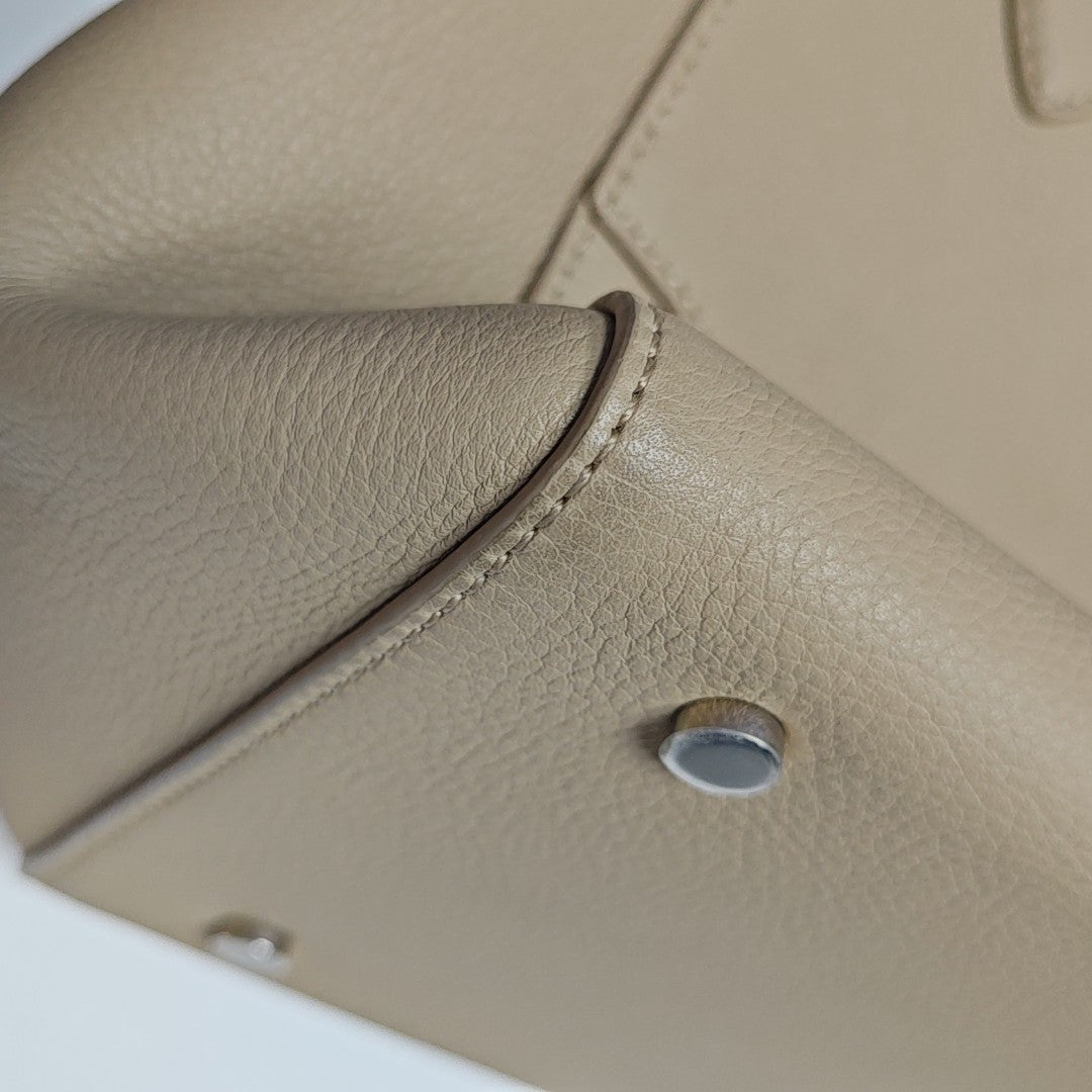 Calfskin Top Handle Bag Beige